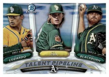 2018 Bowman Talent Pipeline #OAK A.J. Puk/Jesus Luzardo/Paul Blackburn Athletics