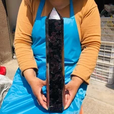 9.41LB NaturalGarnet Fireworks Obelisk Quartz Crystal Reiki WandTowerPoint 1413