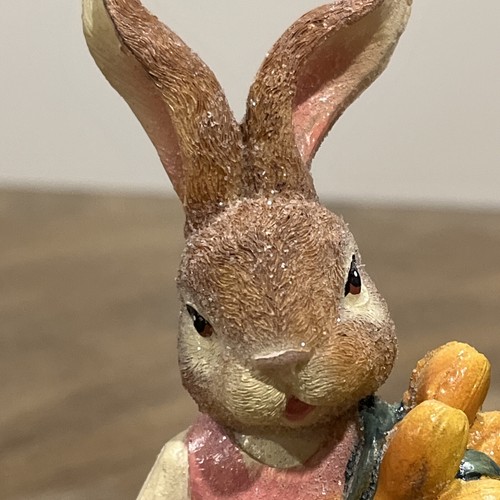 Set of 2 Pier 1 Glitter Bunny Rabbit 6.5" Country Table Figures Easter Spring - Picture 6 of 14