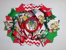 NEW Charlie Brown Snoopy Christmas Girls 5-inch Hair Bow Clip