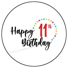 HAPPY 11TH BIRTHDAY ENVELOPE SEALS LABELS STICKERS PARTY FAVORS