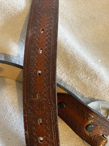 1976 Leather Bicentennial Silver Liberty Belt And Buckle Eisenhower 50” X 1.5” - Picture 4 of 8