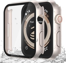 2 Pack Hard PC Waterproof Case with Screen Protector for Apple Watch Series 9 45