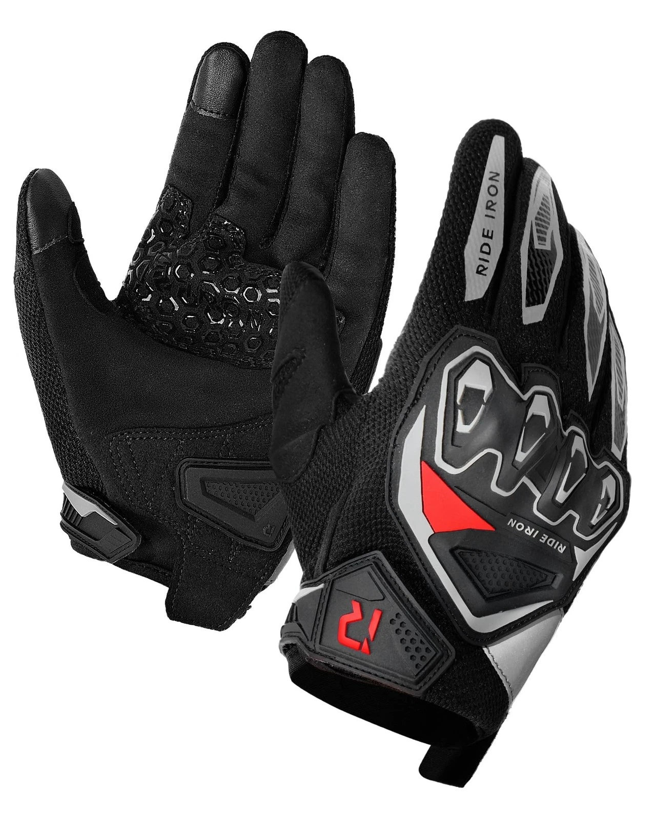 RIDEIRON Summer Motorcycle Gloves for Men & Women black Large - product detail image 1