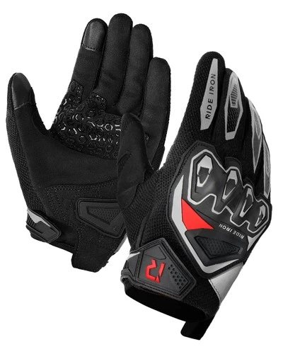 RIDEIRON Summer Motorcycle Gloves for Men & Women black Large - product listing photo