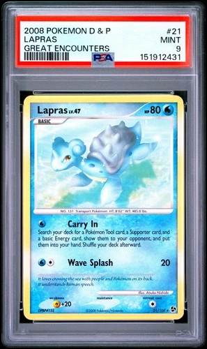 2008 POKEMON DIAMOND & PEARL GREAT ENCOUNTERS #21 LAPRAS PSA 9
