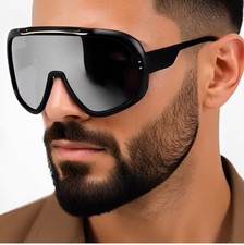 FUTURISTIC OVERSIZED ONE PIECE SHIELD LENS WRAP AROUND SPORT DESIGNER SUNGLASSES