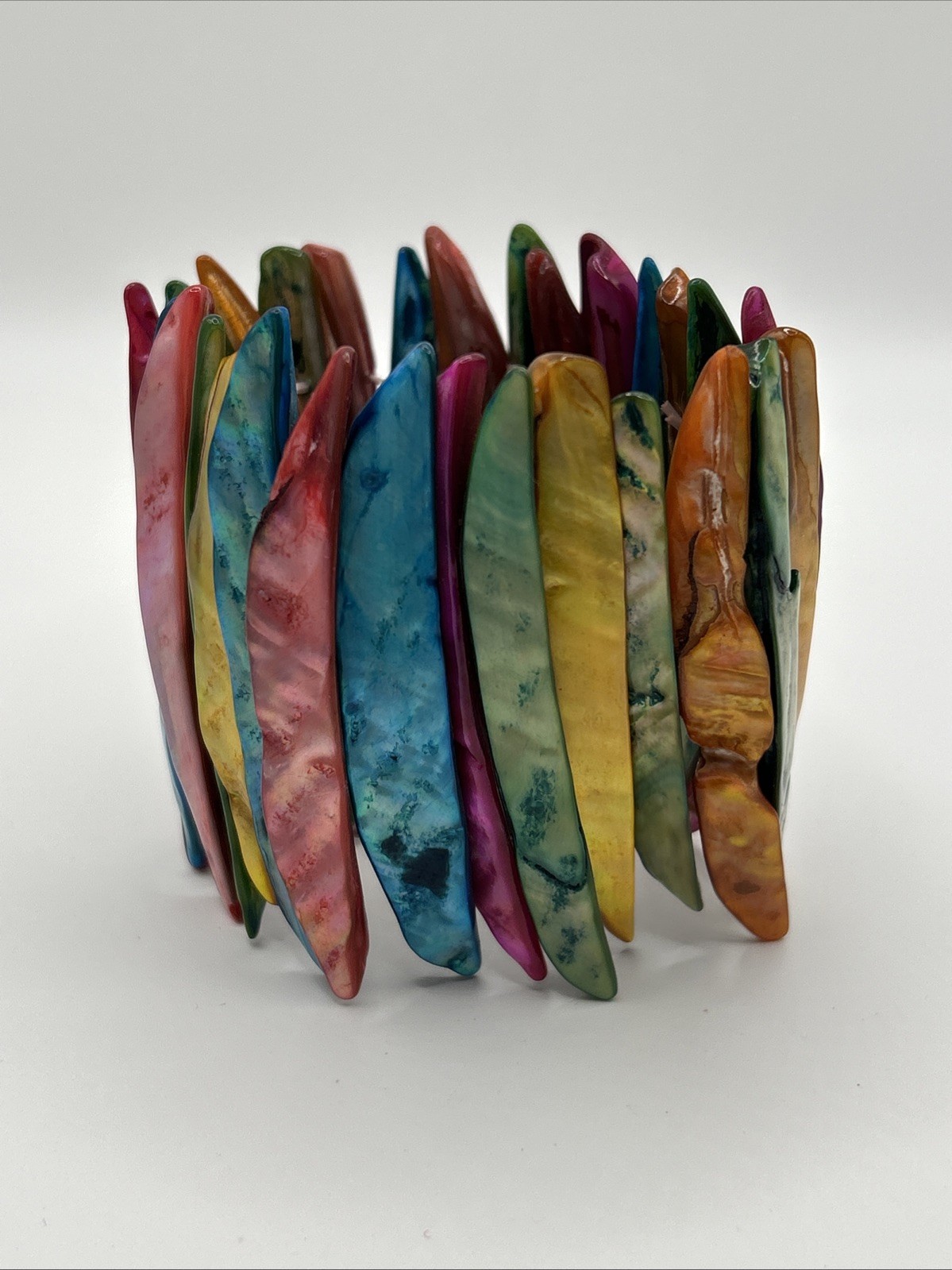 MULTICOLOR ABALONE Shell STRETCH BRACELET Natural - image 4