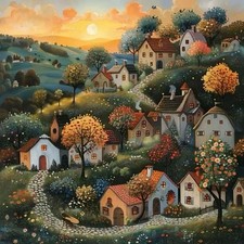 House Landscape Diamond Art Kits for Adults,5D Diamond Painting Kits for Beginne