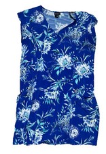 Enfocus Women Dress Plus Size 20W Blue Pockets Short Sleeve Floral Stretch