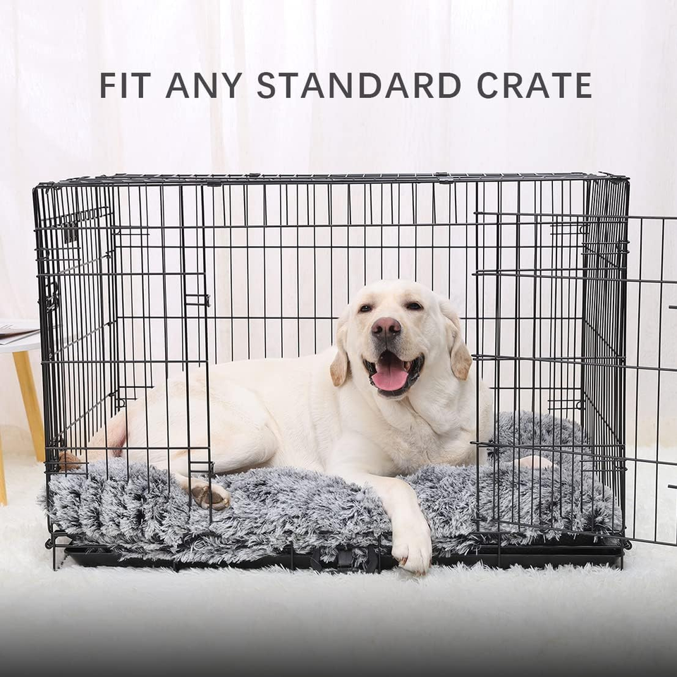 View of Large Dog Bed Washable Dog Crate Mattress Calming Fluffy anti Anxiety ...