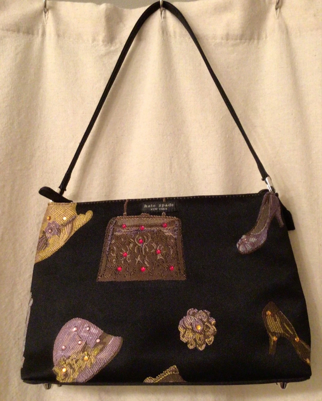 VINTAGE KATE SPADE Y2K Rhinestone Embroidered Handbag Classy Chic Elegant Purse