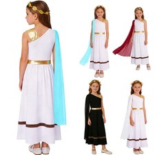 Girls Greek Roman Toga Dress with Laurel Wreath Ancient Rome Princess Halloween