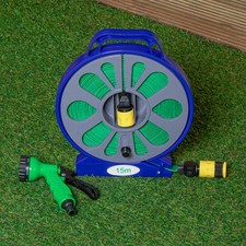 Factory Seconds: 15m Flat Hose Pipe with Spray Nozzle and Wind up Storage Reel