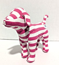 Victoria  s Secret Pink Dog White  Pink Stripes With Vote Button Clean No Tag