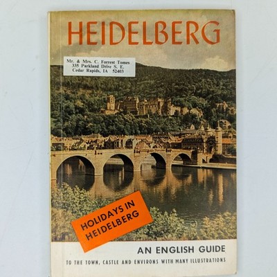 c1950s Holidays Heidelberg Germany English Guide Book Map Castle Travel Vtg 9P