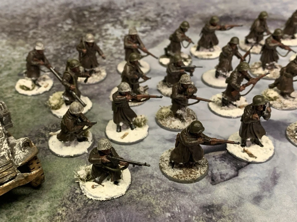 Bolt Action 28mm American Winter Lot W/ Sherman Tank and More WW2 Painted - Image 2 of 4