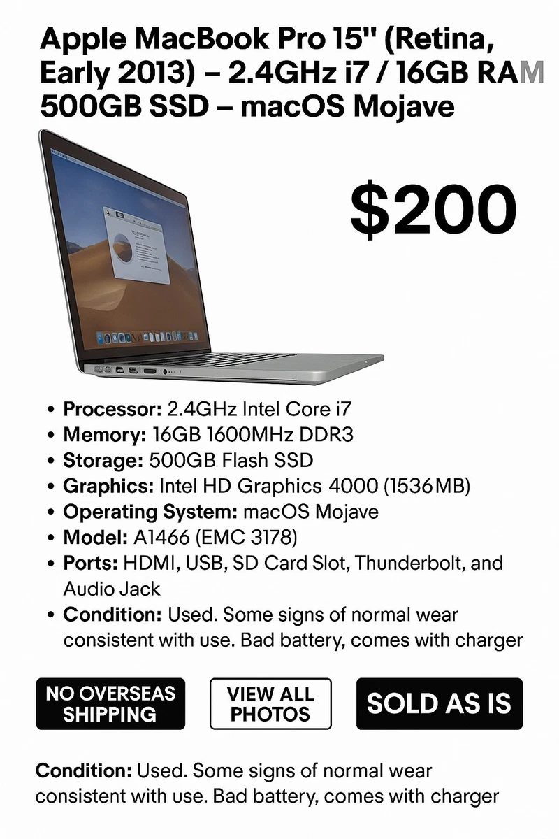 Apple MacBook Pro 15 in 2013 for sale | eBay