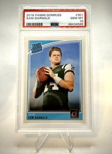 2018 Panini Donruss Rated Rookie Sam Darnold PSA 10 Gem Mint RC #301 Card ??. rookie card picture