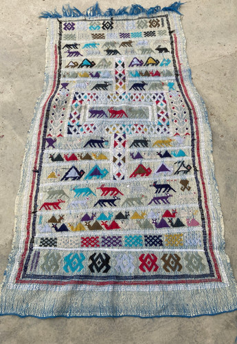 Vintage Traditional Handmade Beautiful Turkish Kilim Floor Rug 132x66 cm