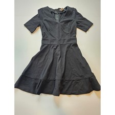 Banana Republic Fit & Flare Dress 4P Black V Neck Piping Work Office Career