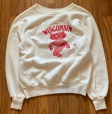 Vintage University Of Wisconsin Badgers Sweatshirt 60s Pullover Boxy Medium Rare