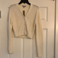 NWT J. Crew Women's Ivory Button-Up Cardigan Small Cashmere/Cotton
