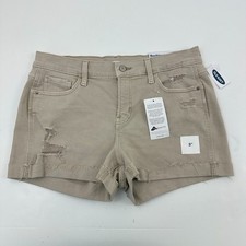 NEW Old Navy Boyfriend Cuffed Distressed Women's size 6 Beige Denim jean Shorts