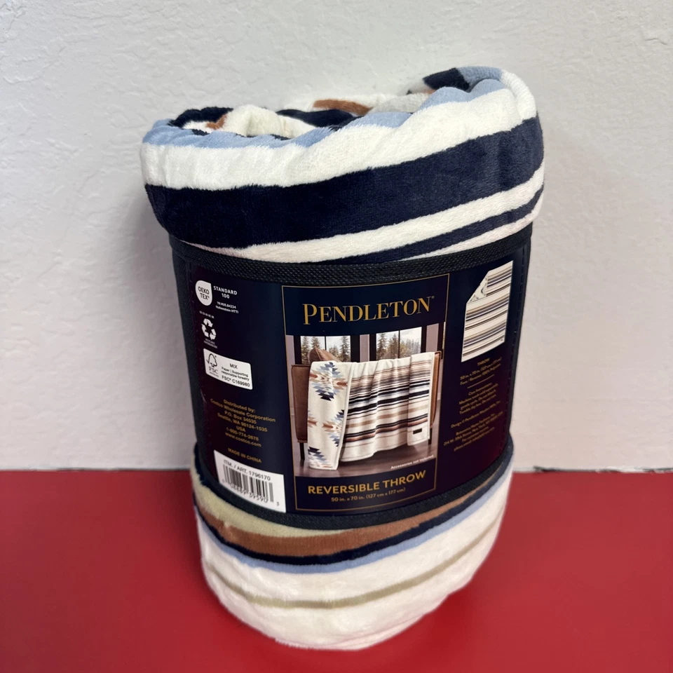 Pendleton Reversible Plush Throw 50 X 70 Inch Multi Colored New With Tags - Image 3 of 3