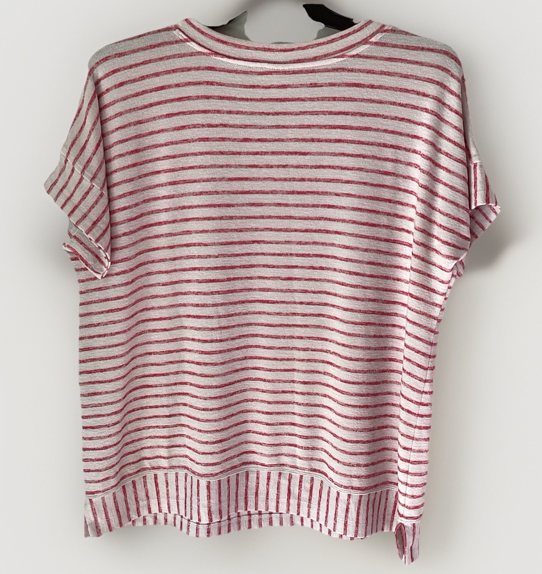 Chicos Weekends V Neck Basic Top Size 3 White Red… - image 4