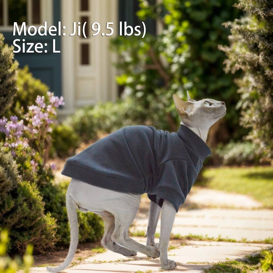 Hairless Sphynx Cat Sweater Kitten Pullover with Sleeves  Fleece Soft Cat Cloth - Image 4 of 4