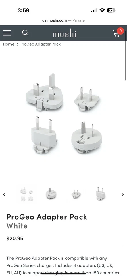 Cargador de Pared USB Moshi 4 Puertos 35W Carga Rápida + Paquete Adaptador Foto 4 de 4