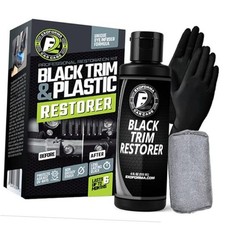 Black Trim Restorer - Lasts 6 Months, Dye Infused Waterproof Plastic 4 oz Kit