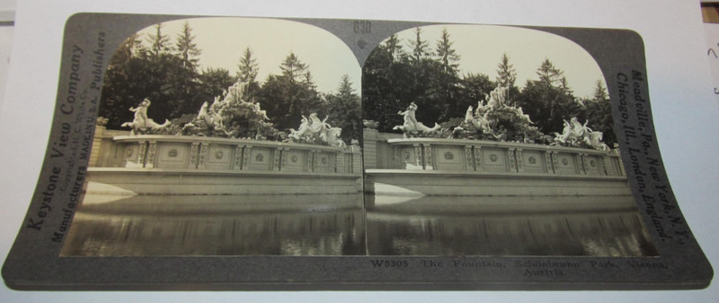 Keystone View Stereoview Photo Fountain Schonbrunn Park Vienna Austria