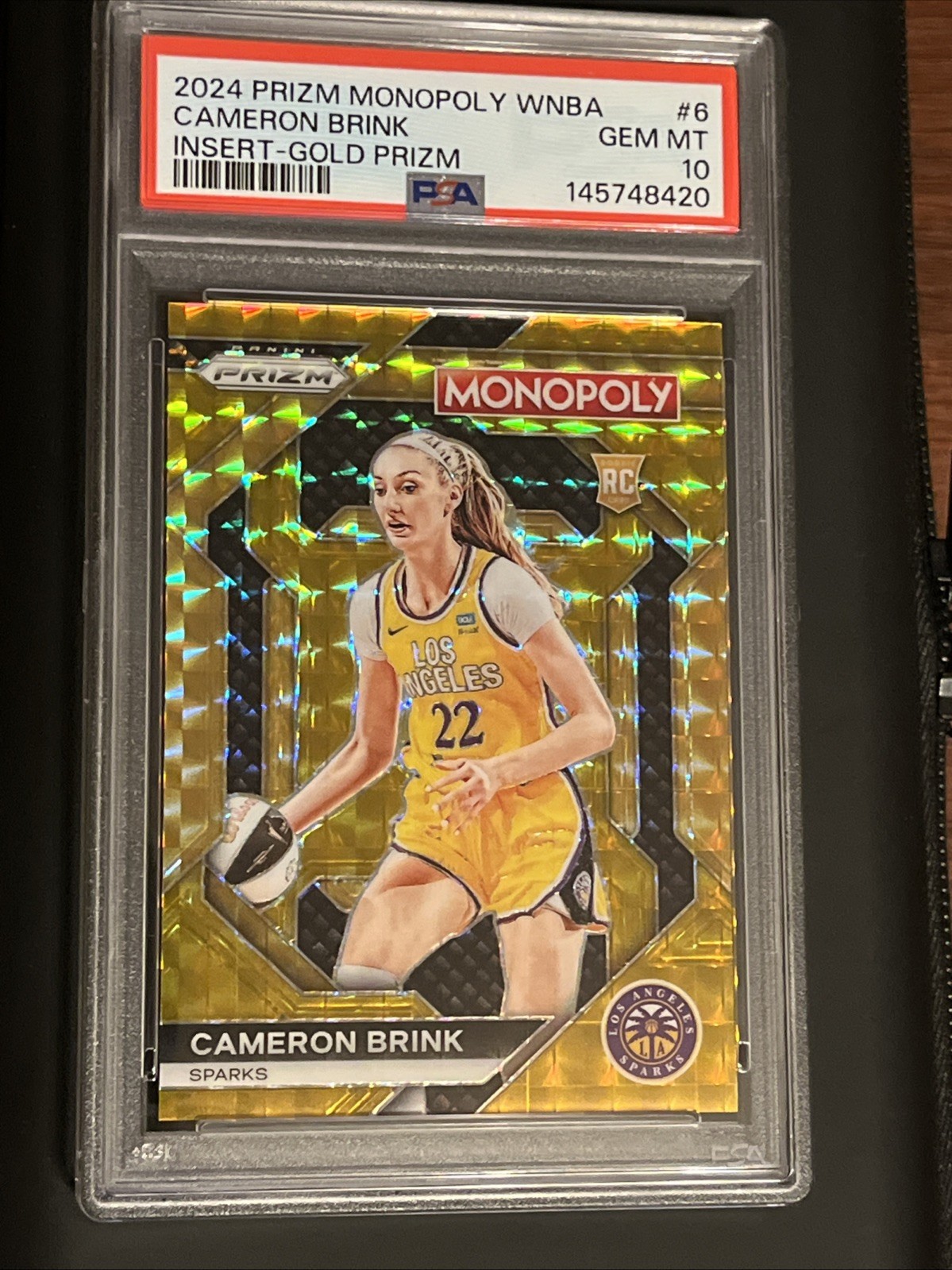 2024 Panini Prizm Monopoly WNBA Cameron Brink #6 Gold Prizm /49 (RC) PSA 10