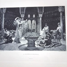 Antique Photogravure A Harem in Granada Edouard Richter Stone Litho w/info 1888
