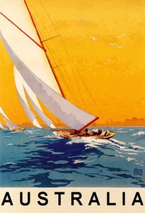sailboat boat sport australia ocean tourism travel vintage