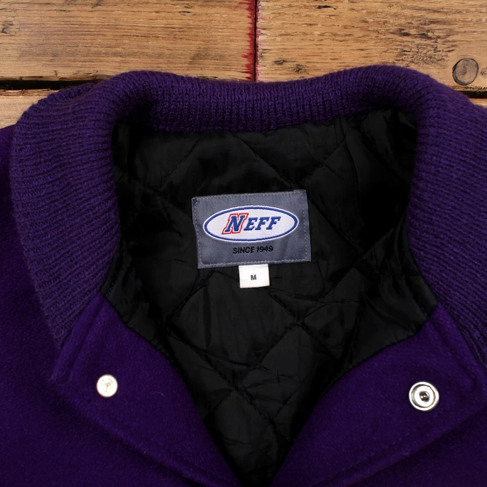 Vintage Neff Varsity Jacket M Letterman Football Purple - Image 4 of 4
