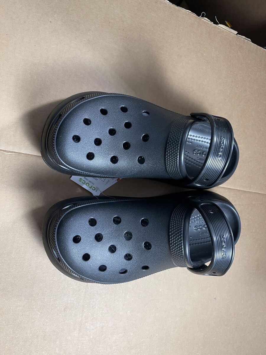 Crocs Classic Crush Clog Black Slip On Platform 207521-001 Crocs Classic Crush Clog Black Slip On Platform 207521-001
