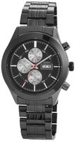 Herrenuhr Armbanduhr Edelstahl Schwarz Chronolook Datumsanzeige Akzent