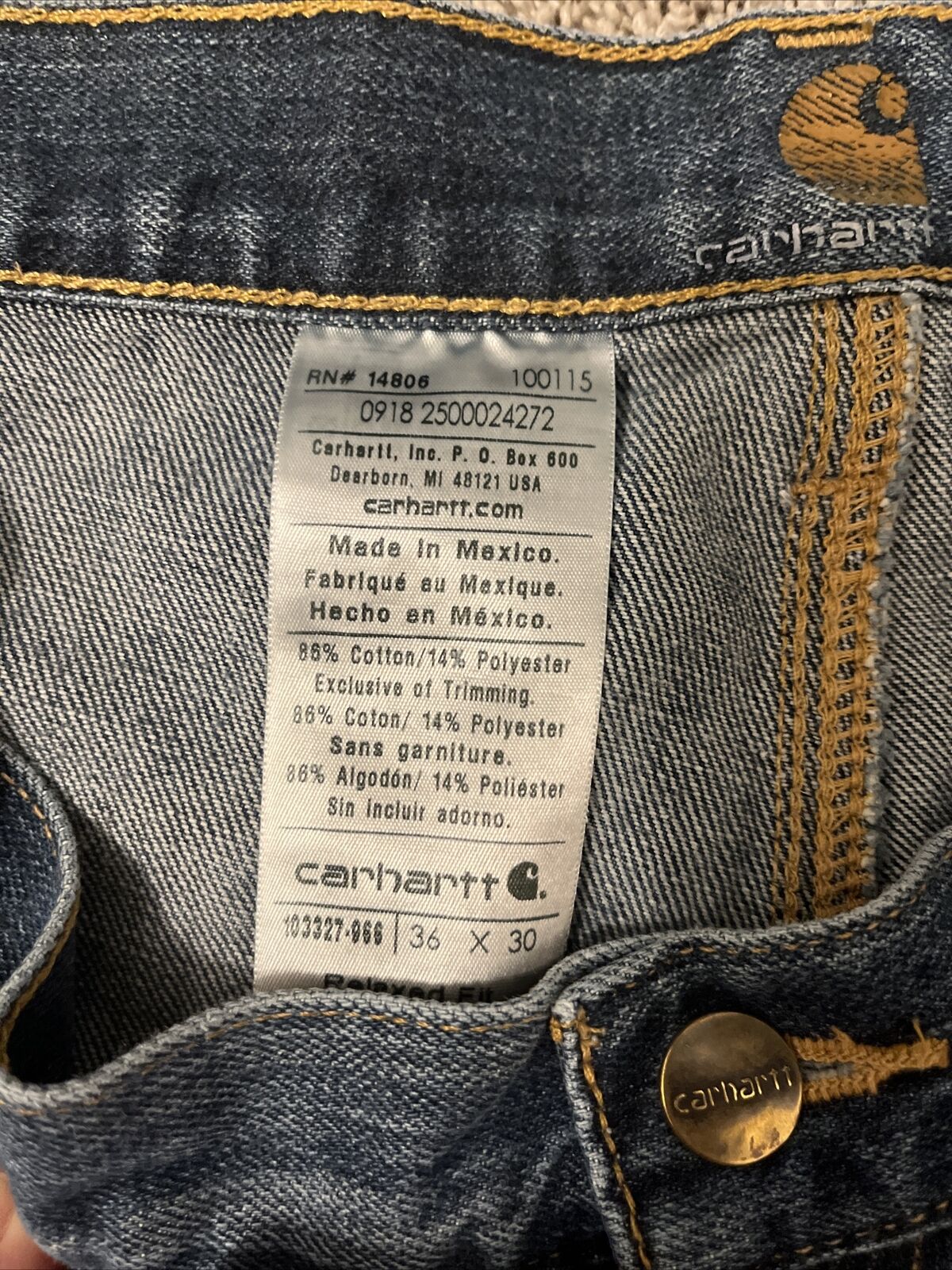 Carhartt Jeans 36x30 Relaxed Fit RN #14806 Carpen… - image 5