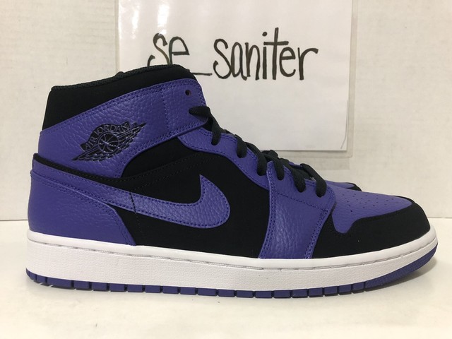 Nike Air Jordan 1 Mid Black Dark Concord Purple White 554724 051 Men's Size 12.5 for sale online 