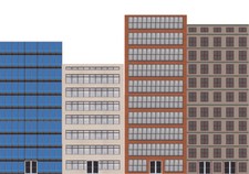 Background High-Rise Flat Front City Building...