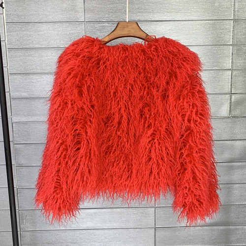 Short Fit Women Shaggy Faux Fur Coat Winter Warm Jacket Fluffy Cardigan Outwear - Bild 42 von 53
