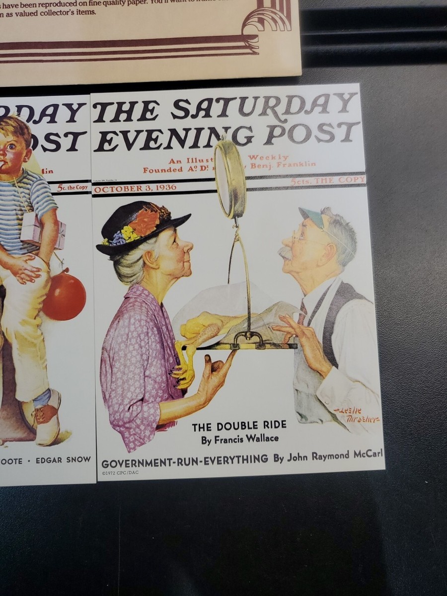 VINTAGE Norman Rockwell 1972 Lithographs 5x7 1936 Saturday Evening