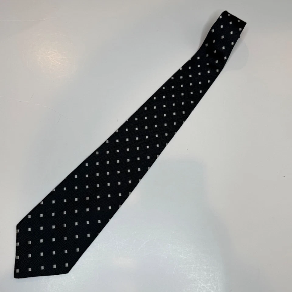 RICK PALLACK 100% Silk Tie Black w. Silver Made in Italy Business Office - Image 1 of 4