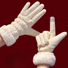 Women Cycling Warm Gloves Touch Screen Padded Gloves Windproof Winter Outdoor