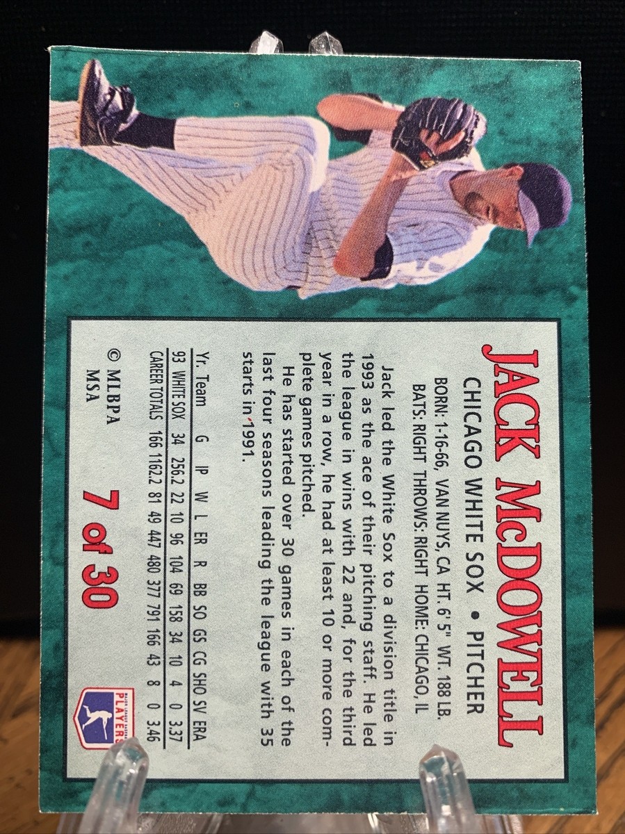1994 Post Cereal Baseball Card #7 of 30 Jack McDowell - Chicago