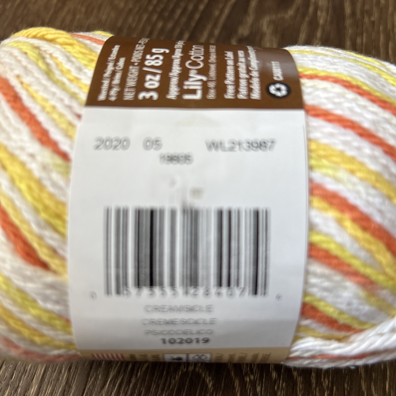 Lily Sugar & Cream Cotton Yarn Ombre Creamsicle 1 Skein Super Size