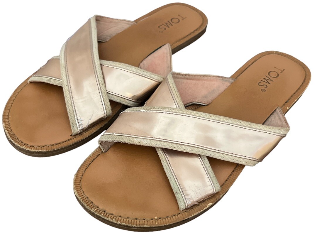 Toms Women Rose Gold Strap Flip Flops Slide Sandals 1003741217